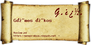 Gémes Ákos névjegykártya